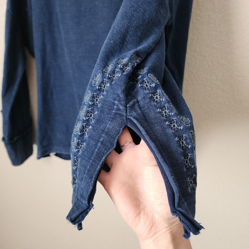 SUNDANCE Blue Boho Cowl Neck Tunic Wide Bell Sleeve Top lagenlook S - Picture 6 of 8